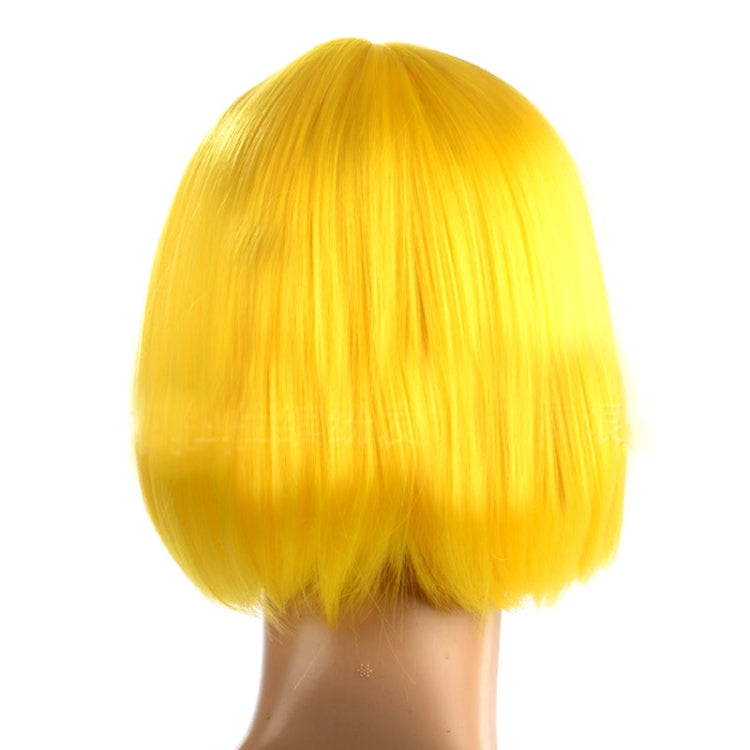 Parrucche per feste in PET corte e dritte per copricapo cosplay per donna (oro scuro)
