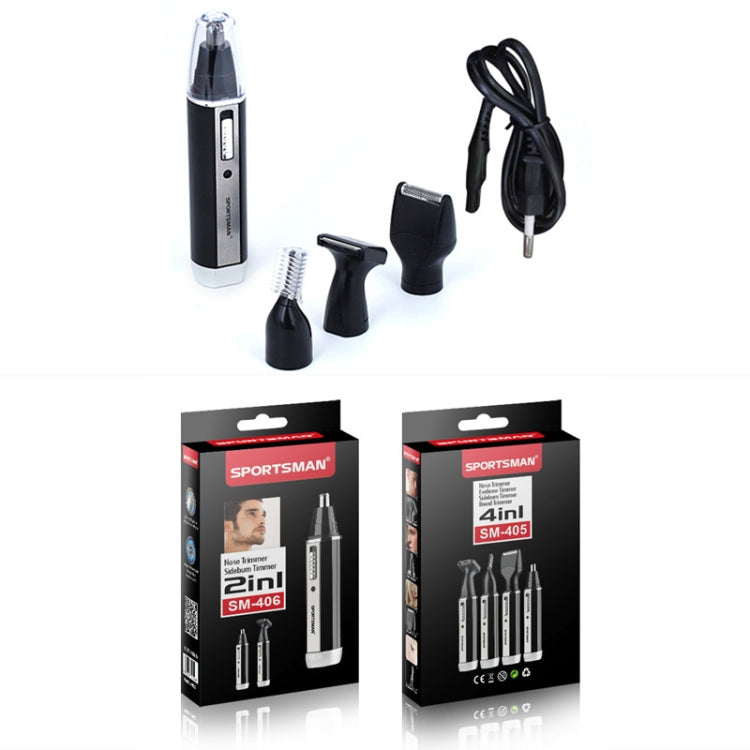 SPORTSMAN Tagliacapelli ricaricabile per orecchie e naso quattro in uno Rasoio elettrico Barba Viso Sopracciglia Tagliacapelli per uomo, Spina europea (Nero, 220 V), EU Plug