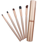 Set di pennelli per trucco occhi con manico da 5 pezzi con tubo in alluminio