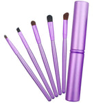 Set di pennelli per trucco occhi con manico da 5 pezzi con tubo in alluminio