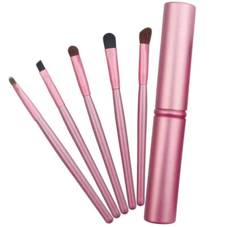 Set di pennelli per trucco occhi con manico da 5 pezzi con tubo in alluminio
