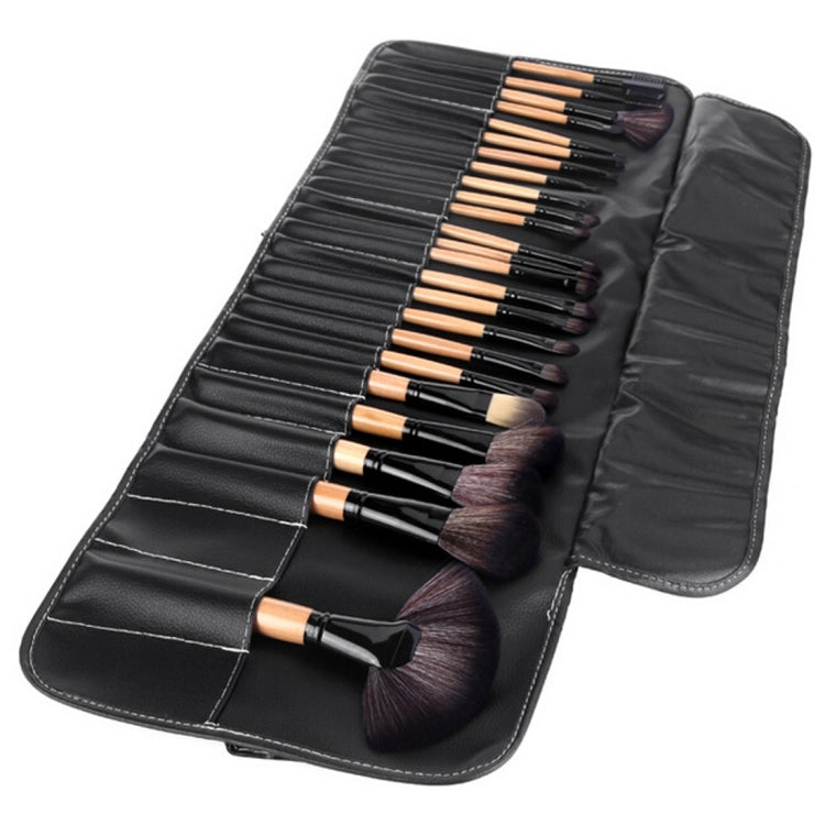 Set di pennelli per trucco con manico in legno color legno da 32 pezzi Kit di bellezza + custodia in pelle PU, 32 PCS