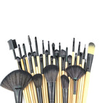 Set di pennelli per trucco con manico in legno color legno da 32 pezzi Kit di bellezza + custodia in pelle PU, 32 PCS
