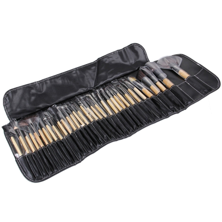 Set di pennelli per trucco con manico in legno color legno da 32 pezzi Kit di bellezza + custodia in pelle PU, 32 PCS