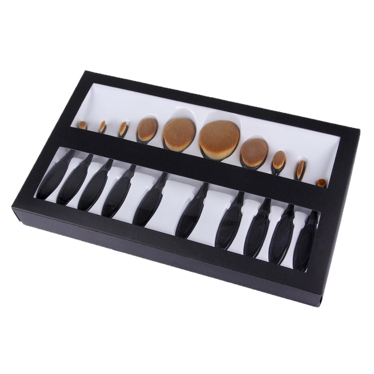 Set di pennelli per sopracciglia con manico in stile spazzolino da 10 pezzi, Black