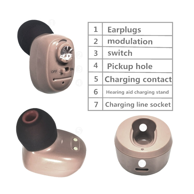 KAIXINWEI VHP-601 DC3.7V Amplificatore audio per apparecchi acustici Bluetooth in-ear