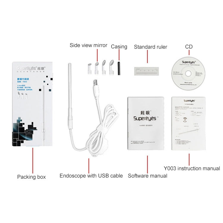 Supereyes Y003 Waterproof Electronic Digital Endoscope for Pet Ear Canal Nose Cavity, Y003