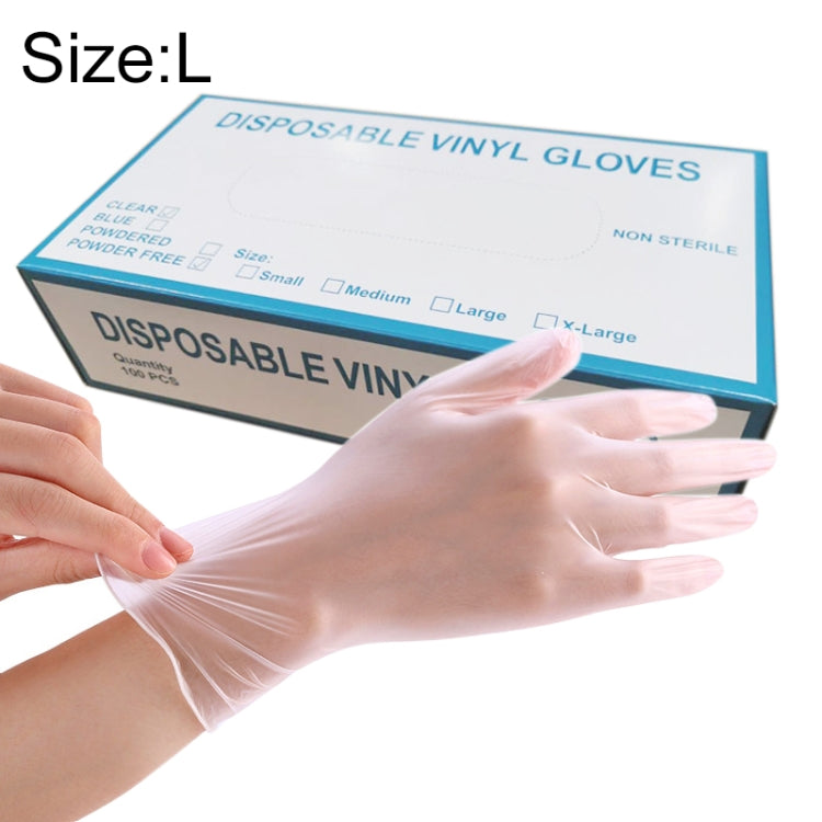 Guanti da visita monouso in PVC da 100 pezzi Guanti protettivi trasparenti al tatto per uso domestico, taglia: L, 100 PCS L