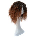Copricapo con parrucca marrone chiaro sfumata nera europea e americana con capelli ricci corti e piccoli per donna