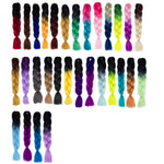 Parrucche a treccia individuali con sfumatura di colore alla moda, trecce grandi in fibra chimica, lunghezza: 60 cm (04 nero + rosso), 58, 60