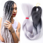 Parrucche a treccia individuali con sfumatura di colore alla moda, trecce grandi in fibra chimica, lunghezza: 60 cm (04 nero + rosso), 58, 60