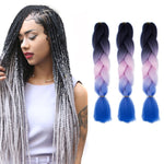 Parrucche treccia individuali con sfumatura di colore alla moda, trecce grandi in fibra chimica, lunghezza: 60 cm (56 viola+blu lago+viola chiaro), 21, 35, 37, 38, 44, 45, 46, 47, 49, 50, 51, 56