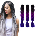 Parrucche treccia individuali con sfumatura di colore alla moda, trecce grandi in fibra chimica, lunghezza: 60 cm (56 viola+blu lago+viola chiaro), 21, 35, 37, 38, 44, 45, 46, 47, 49, 50, 51, 56