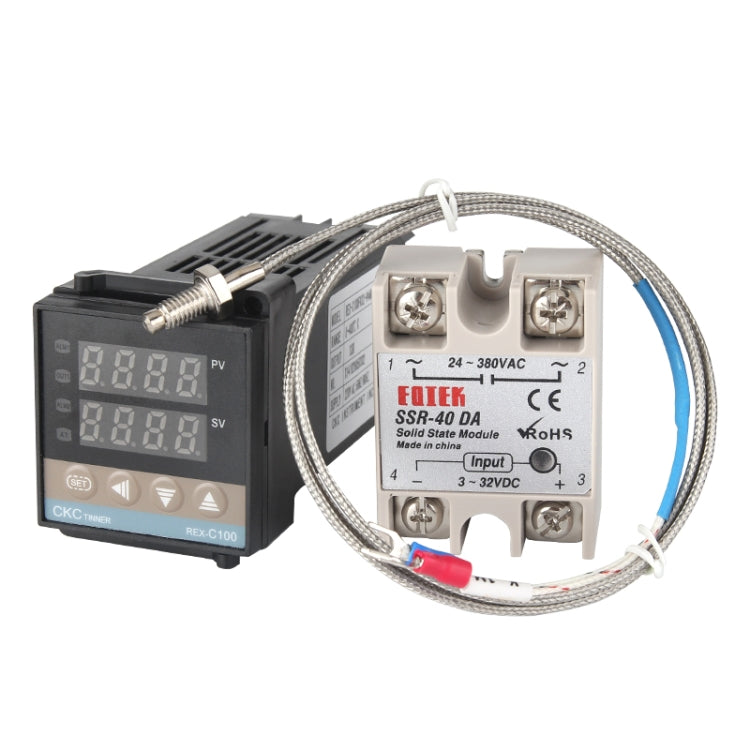 REX-C100 Thermostat + Thermocouple + SSR-10DA, 10DA Solid State Module Intelligent Temperature Control Kit