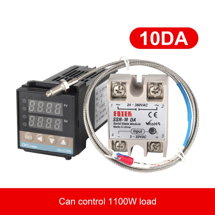 REX-C100 Thermostat + Thermocouple + SSR-10DA, 10DA Solid State Module Intelligent Temperature Control Kit