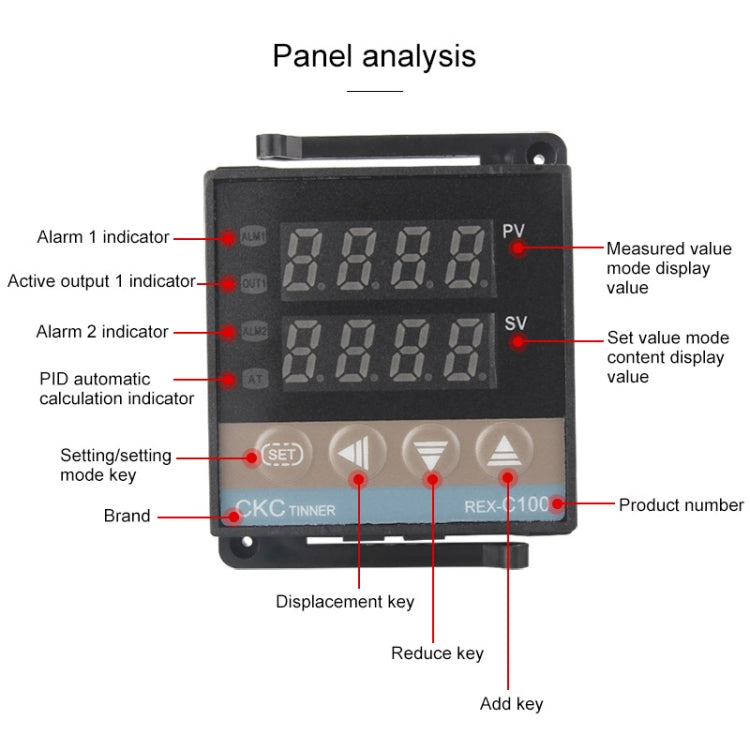 REX-C100 Thermostat + Thermocouple + SSR-10DA, 10DA Solid State Module Intelligent Temperature Control Kit