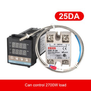 REX-C100 Thermostat + Thermocouple + Intelligent Temperature Control Kit with SSR-25DA, 25DA Solid State Module
