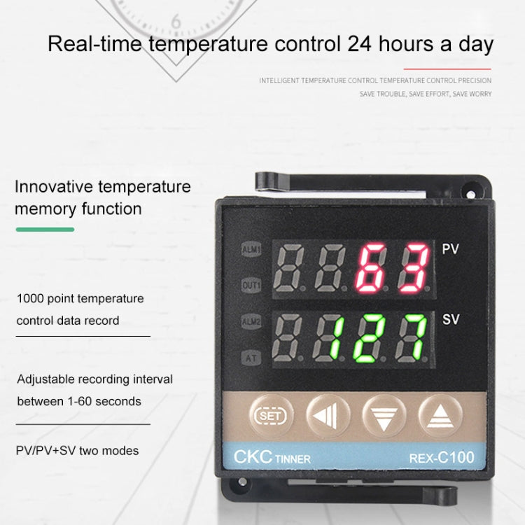 REX-C100 Thermostat + Thermocouple + SSR-100DA, 100DA Solid State Module Intelligent Temperature Control Kit