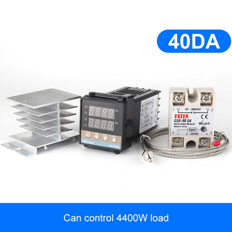 REX-C100 4400W Thermostat + Heatsink + Thermocouple + SSR-40DA, 40DA Solid State Module Intelligent Temperature Control Kit