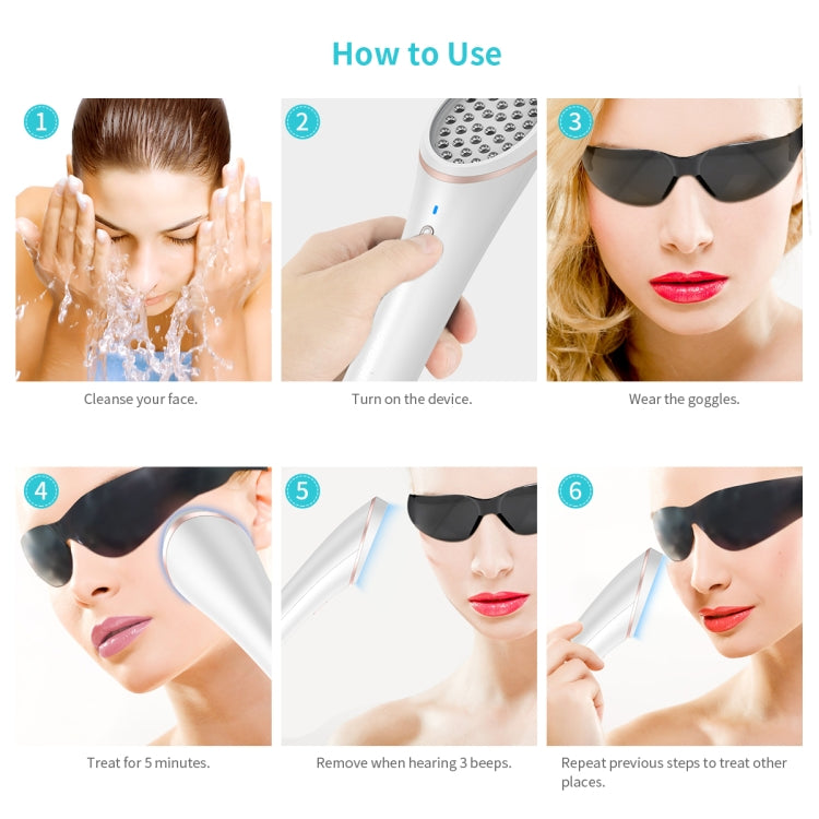 Dispositivo trattamento acne con luce blu e rossa ricaricabile