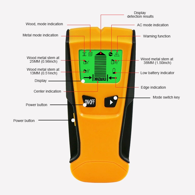 TH210 3 in 1 Wall Metal Detector for Voltage and Cable with Metal Detection Function, TH210