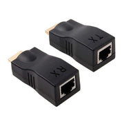 Adattatore extender da HDMI a RJ45 (ricevitore e trasmettitore) con cavo Cat-5e/6, supporto HDCP, distanza di trasmissione: 30 m, Single RJ45 Black