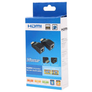 Adattatore extender da HDMI a RJ45 (ricevitore e trasmettitore) con cavo Cat-5e/6, supporto HDCP, distanza di trasmissione: 30 m, Single RJ45 Black