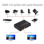 Splitter HDMI 1x2 con estrattore audio, supporto 5.1CH/2CH, 4Kx2K, 3D, 4Kx2K with Audio Extractor