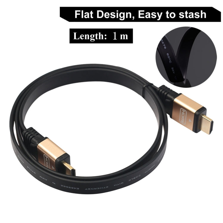 Connettori placcati oro HDMI 2.0 (4K) 30AWG ad alta velocità da 18 Gbps da 1 m Cavo piatto HDMI maschio a HDMI maschio, Length: 1m