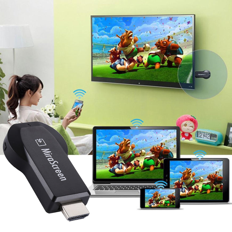 MiraScreen WiFi Display Dongle / Miracast Airplay DLNA Display Receiver Dongle 2 in 1 USB Cable Wireless Screen Mirroring Device