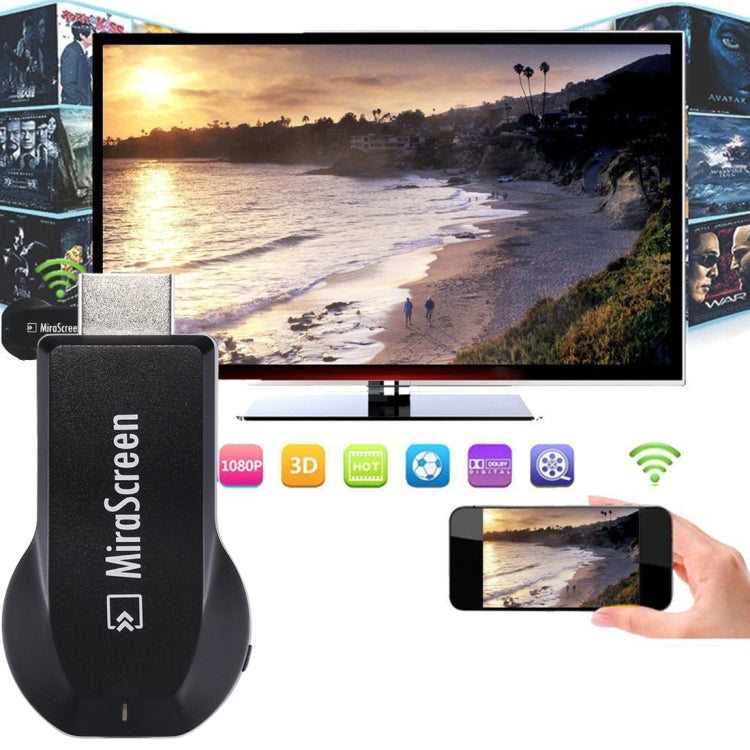 Dongle display WiFi MiraScreen / Dongle ricevitore display Miracast Airplay DLNA Dispositivo schermo mirroring wireless con cavo USB 2 in 1