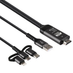 Cavo 3 in 1 Micro USB, USB-C e 8 Pin a HDMI 1080P