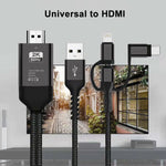 Cavo 3 in 1 Micro USB, USB-C e 8 Pin a HDMI 1080P
