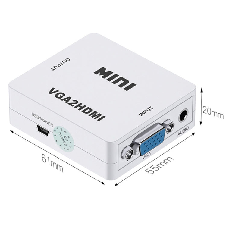 Convertitore digitale audio video con scatola scaler Mini VGA a HDMI HW-2107 HD 1080P