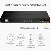 Splitter HDMI 1 x 8 Full HD 1080P con interruttore, supporto 3D e 4K x 2K