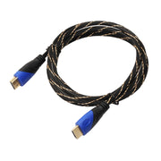 Cavo adattatore per connettore audio video HDMI maschio a HDMI maschio da 1,8 m HDMI 1.4 versione 1080P intrecciato blu testa nera, Length: 1.8m