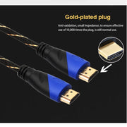 Cavo adattatore per connettore audio video HDMI maschio a HDMI maschio da 1,8 m HDMI 1.4 versione 1080P intrecciato blu testa nera, Length: 1.8m