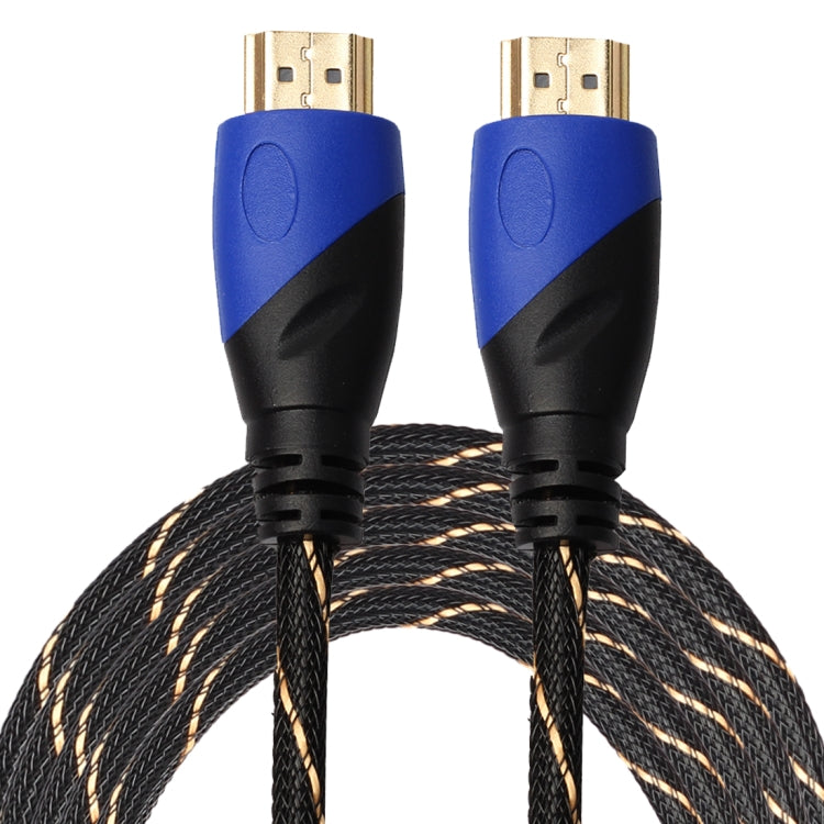 Cavo adattatore per connettore audio video HDMI maschio a HDMI maschio da 5 m HDMI 1.4 versione 1080P intrecciato blu testa nera, Length: 5m