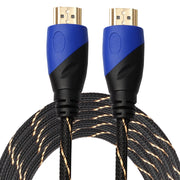 Cavo adattatore per connettore audio video HDMI maschio a HDMI maschio da 5 m HDMI 1.4 versione 1080P intrecciato blu testa nera, Length: 5m