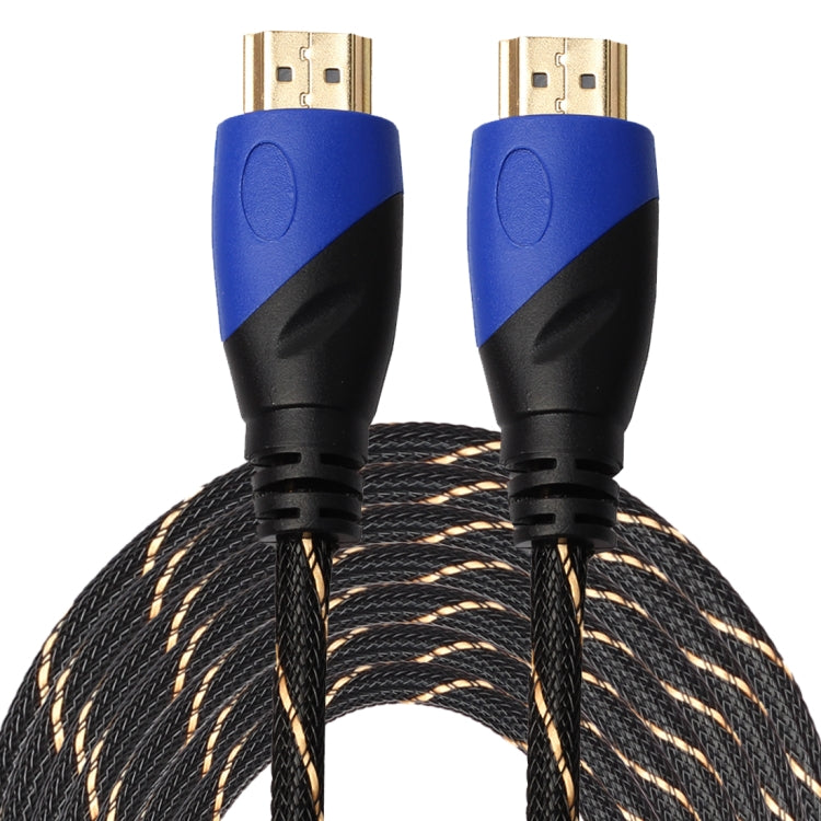 Cavo adattatore per connettore audio video HDMI maschio a HDMI maschio da 15 m HDMI 1.4 versione 1080P intrecciato blu testa nera, Length: 15m