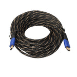 Cavo adattatore per connettore audio video HDMI maschio a HDMI maschio da 15 m HDMI 1.4 versione 1080P intrecciato blu testa nera, Length: 15m