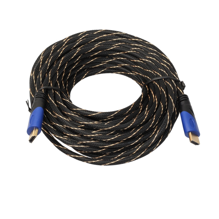Cavo adattatore per connettore audio video HDMI maschio a HDMI maschio da 15 m HDMI 1.4 versione 1080P intrecciato blu testa nera, Length: 15m