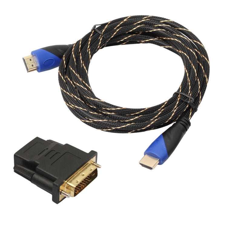 Cavo adattatore per connettore audio video HDMI maschio a HDMI maschio da 3 m HDMI 1.4 versione 1080P intrecciato blu testa nera con set di adattatori DVI, 3m with DVI Adapter