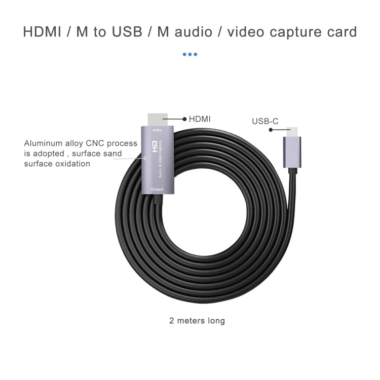 Scheda di acquisizione video HD Z36A da HDMI maschio a USB-C / Type-C maschio, lunghezza cavo: 2 m, HDIMI to Type-C