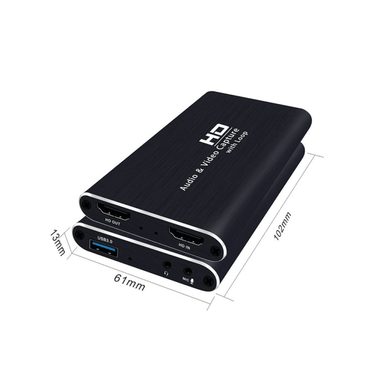 Z34 HDMI Female + Microphone to HDMI Female + Audio + USB HD Video Audio Capture Card with Loop, Z34