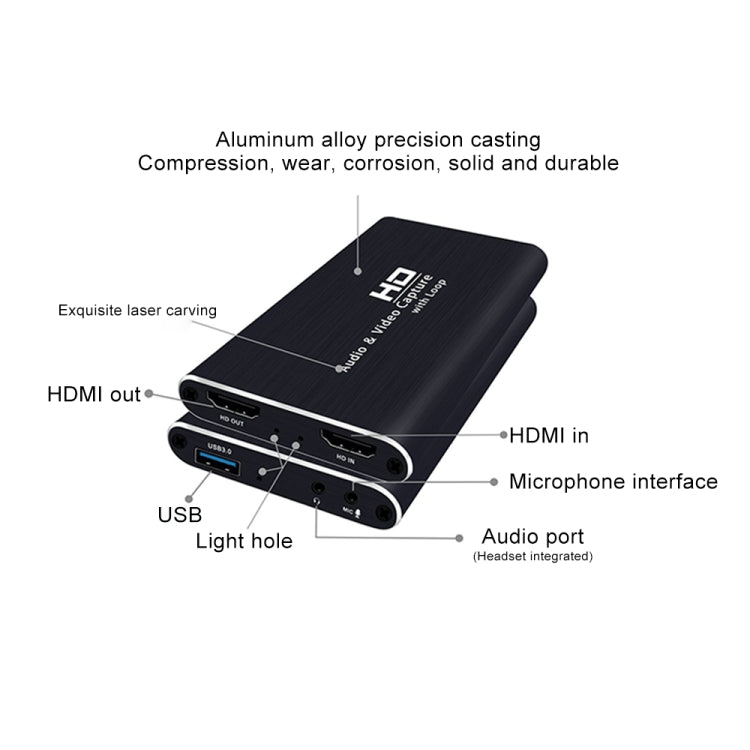 Z34 HDMI femmina + microfono a HDMI femmina + audio + scheda di acquisizione audio e video HD USB con loop, Z34