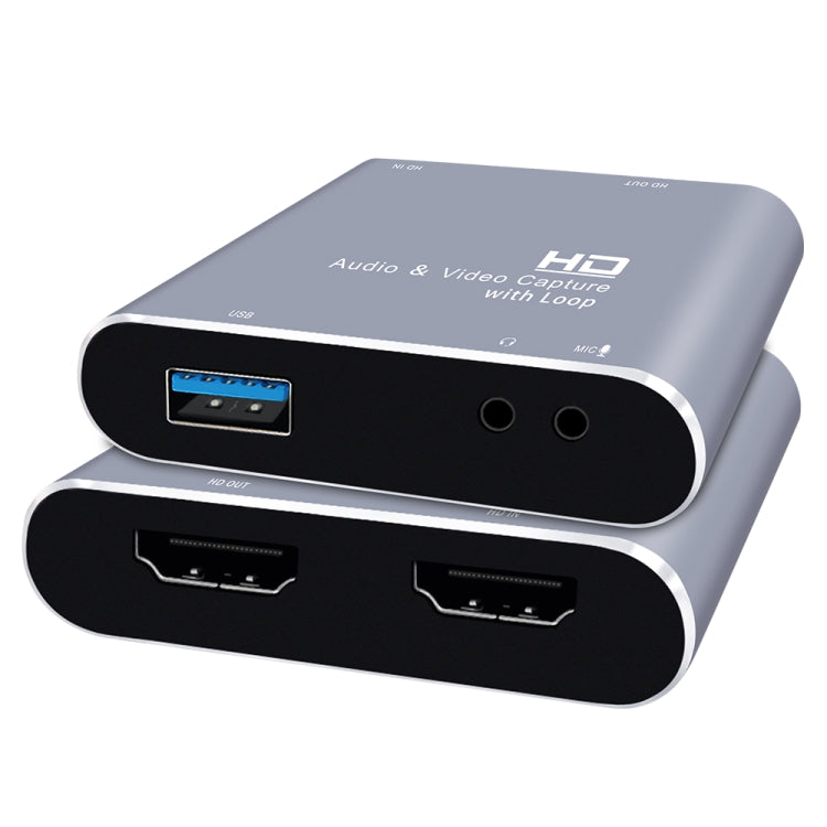 Z37 HDMI Female + Microphone to HDMI Female + Audio + USB HD Video Audio Capture Card with Loop, Z37