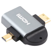 Adattatore per testa placcato oro 2 in 1 Mini HDMI maschio + Micro HDMI maschio a HDMI femmina, Mini HDMI Male+Micro HDMI Male to HDMI Female