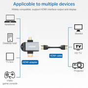 Adattatore per testa placcato oro 2 in 1 Mini HDMI maschio + Micro HDMI maschio a HDMI femmina, Mini HDMI Male+Micro HDMI Male to HDMI Female