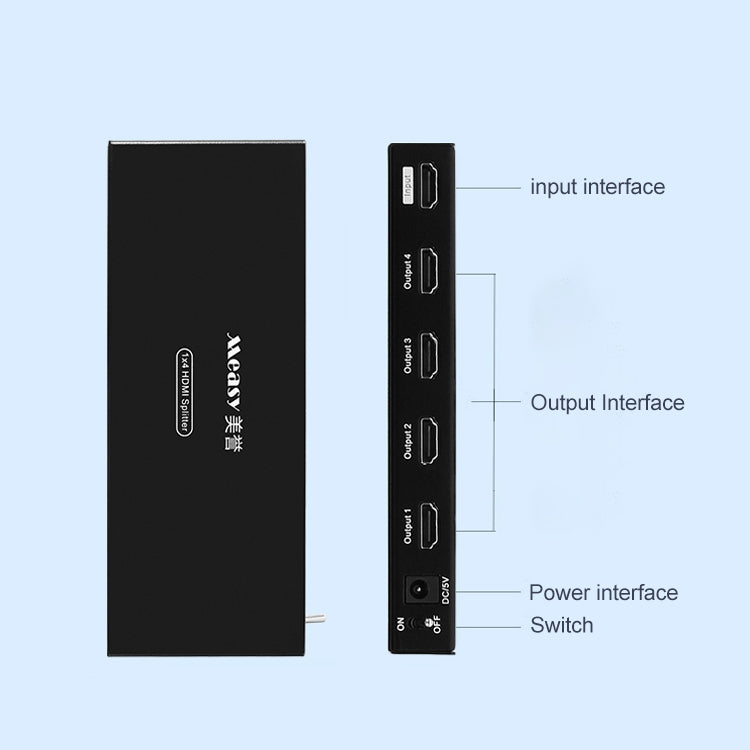 Measy SPH104 Splitter display simultaneo da 1 a 4 4K HDMI 1080P, presa americana, 1 to 4, US Plug